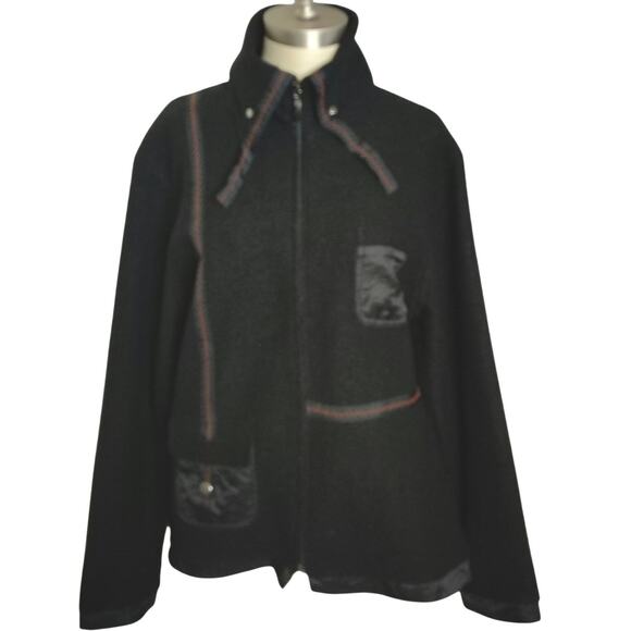 Patrice Breal Wool Short Coat Black Womens Size Medium/Large - Picture 2 of 6